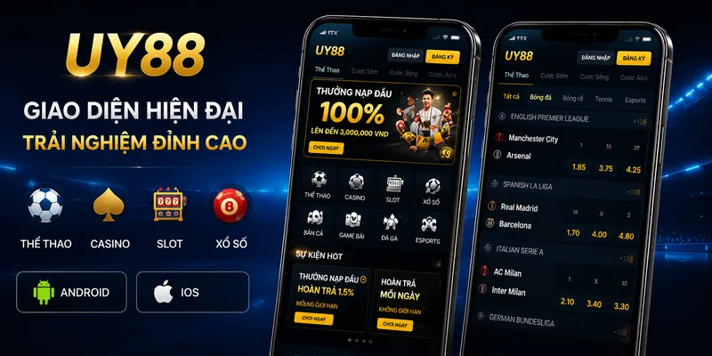 Giao diện UY88 trên điện thoại hiện đại
